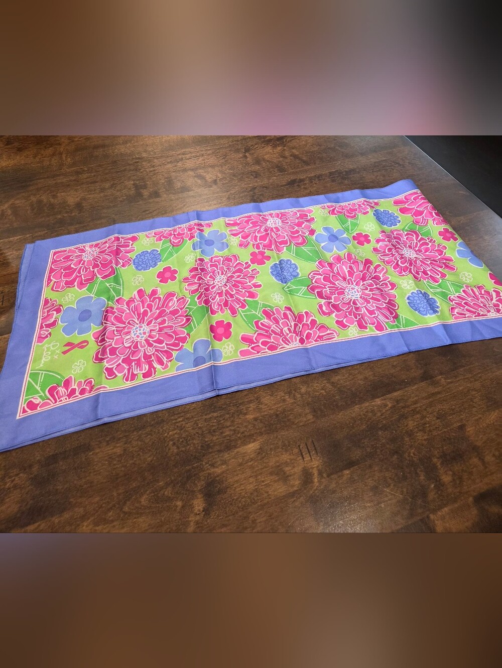 Lilly Pulitzer Breast Cancer Pink Floral Scarf 56" X 13" - Picture 6 of 6